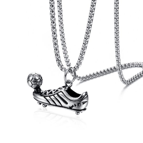 

lively antique silver play football shoe pendant necklace world cup jewelry for man