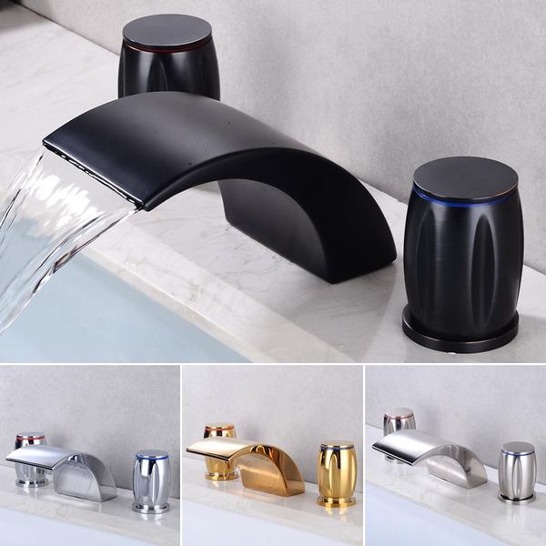 

bathroom sink faucets tuqiu basin faucet gold 3 hole widespread mixer double handle and cold water tap arrival