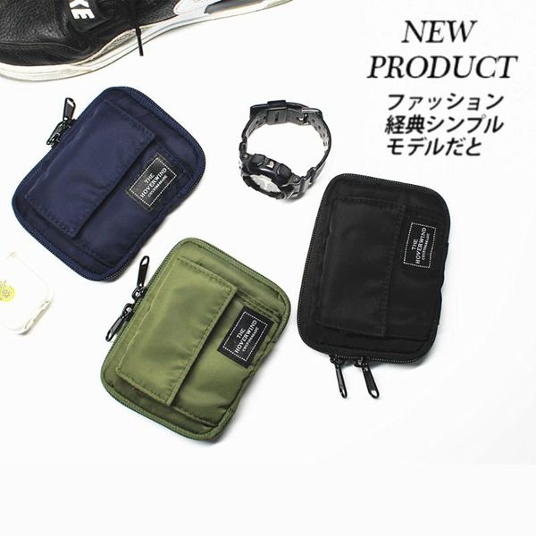 

japanese short wallet nylon waterproof mini for men and women zipper leisure card coin purse wallets, Red;black