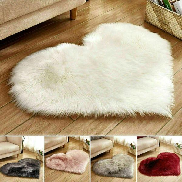 

love heart shaped fluffy rugs shaggy floor mat fur home bedroom hairy carpets