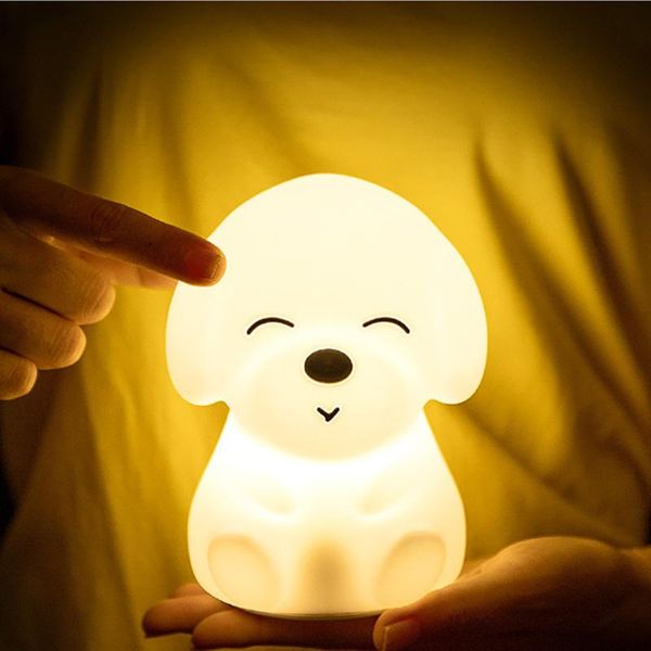 

night lights led light touch sensor remote control 16 color dimmable usb silicone dog bedside decoration children's gift