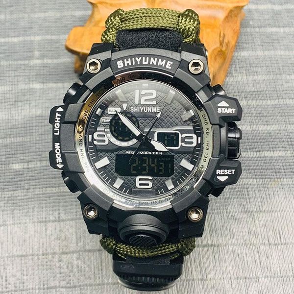 

wristwatches shiyunme men digital watch g style military watches fashion sports waterproof dual display reloj de hombre, Slivery;brown