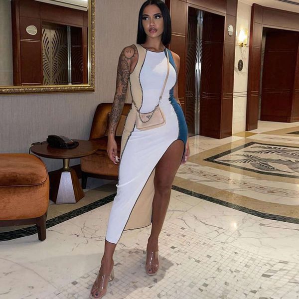 

summer slim bag buttocks sleeveless shoulder belt split dress for women, Black;gray