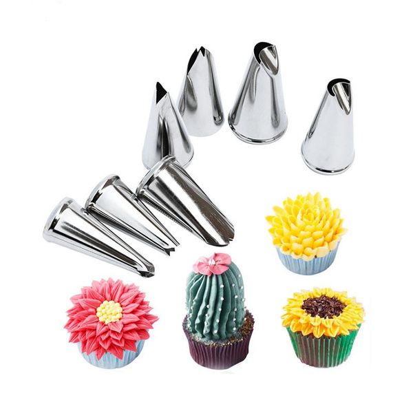 

baking & pastry tools 7pcs/set rose leaves metal cream tips cake decorating steel icing piping nozzles cupcake tool