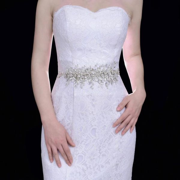 

wedding sashes zmsh349 accessories belts for women white ribbon bridal rhinestone belt flowers dresses handmade silver crystal