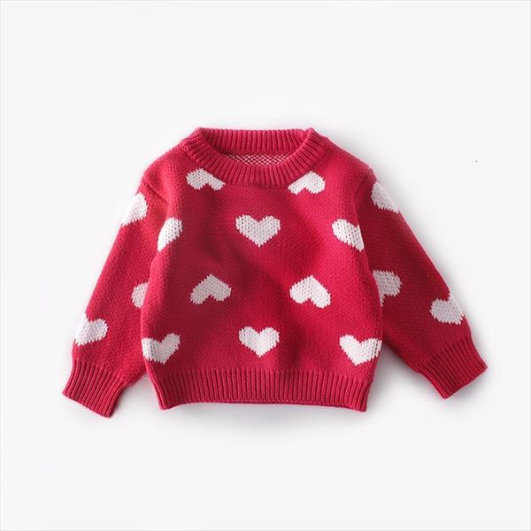

baby girls korean long sleeved knitted sweater autumn and winter fashion heart pattern pullover knitwear, Blue