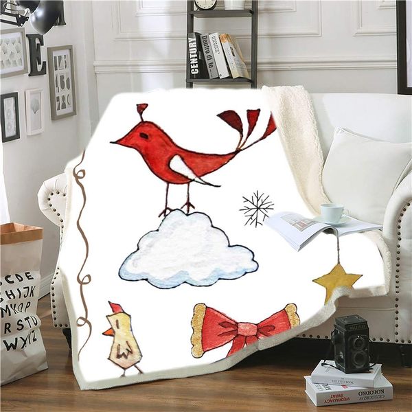 

Christmas Throw Blanket, 3D Printed Cartoon Bird in The Cloud Blanket Warm Throw Blankets for Kids Adults Super Soft Throw