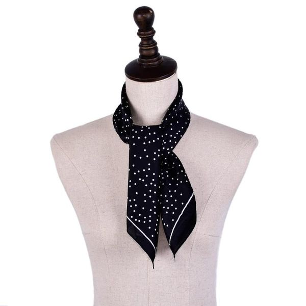 

scarf women spring summer women's polka dot printed silk stain hair ribbon tie female black bag scarves, Blue;gray
