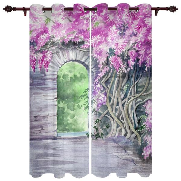 

curtain & drapes kitchen window curtains purple flower watercolor children bedroom decoration living room hanging clothtreatment