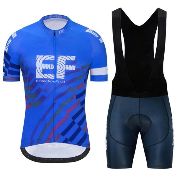 

summer 2021 ef cycling jersey set 100% polyester mtb bike clothes kit racing bicycle clothing uniforms maillot ropa ciclismo sets, Black;blue