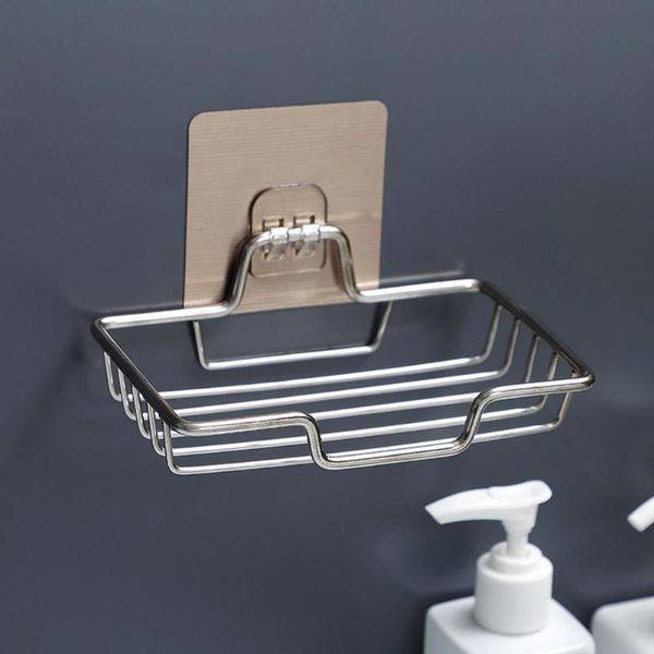 

soap dishes punch-rack wall mounted soaps holder sponge steel adhesive accessories bathroom dish s x3i0