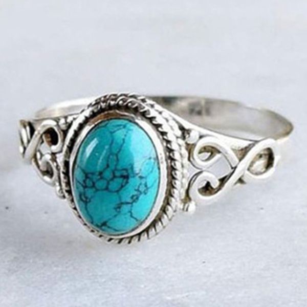

plated beset selling ring inlaid green turquoise ring for women's wedding alloy, Silver