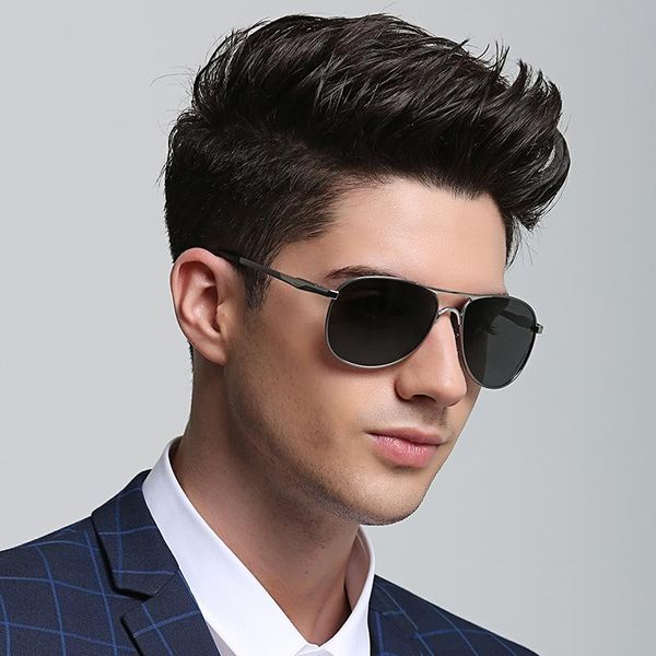 

sunglasses aoron men polarized classic pilot driving sun glasses alloy frame mirror large lens uv400, White;black