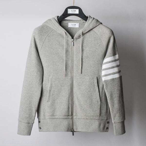 

uioyi zipperhoodie series spring tb autumn and new coat waffle zipper thom trendy brand men's zipper hoodie casual sports coat w4gby, Black