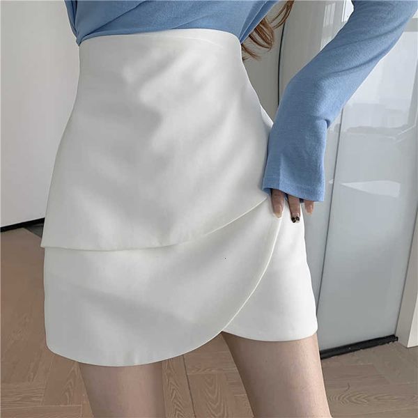 

skirts white korean summer women high waist mini plus size solid a-line pencil designer warp slim fit clubwear z218 k9nn, Black