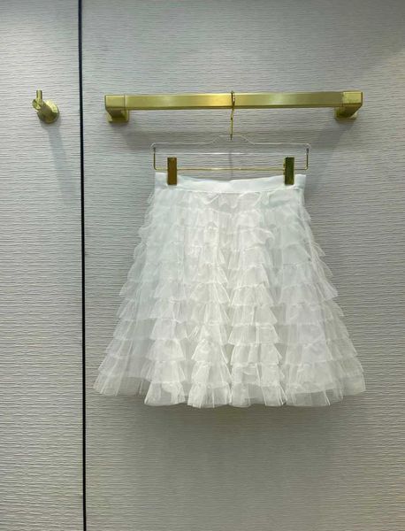 

skirts sweet solid for women summer 2021 lace mesh design big hem ball gown high-end brand high waist party skirt lady, Black