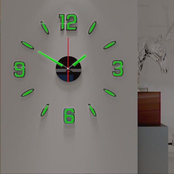 

wall clocks luminous diy clock living room modern minimalist mute creative table home decoration acrylic sticker