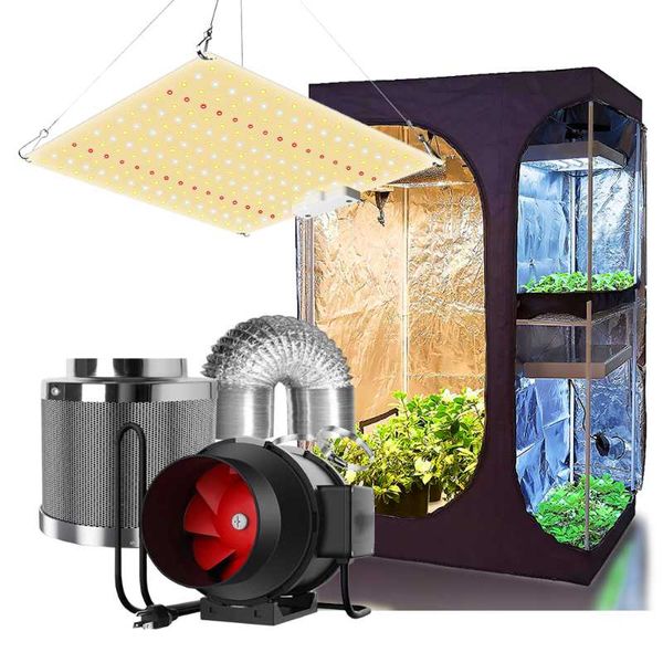 

grow lights tent hydroponic set growbox full kit 2000w led light + 4"/ carbon filter combo multiple size greenhous indoor growing