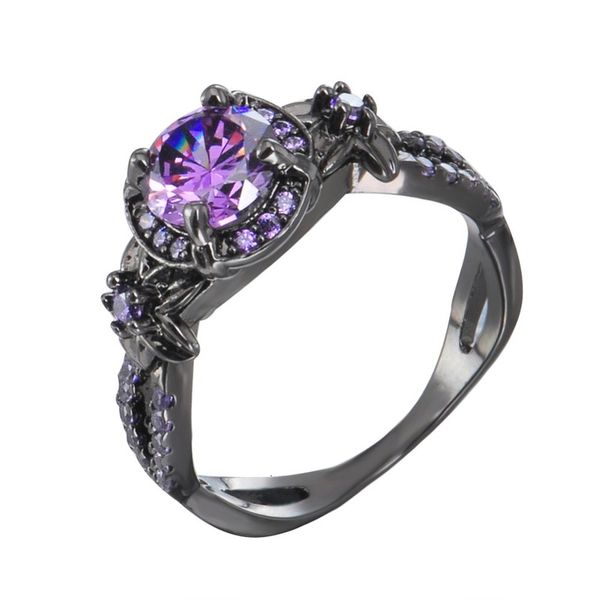

au750 couple creative black gold purple ring women's 10kt jewelry, Silver