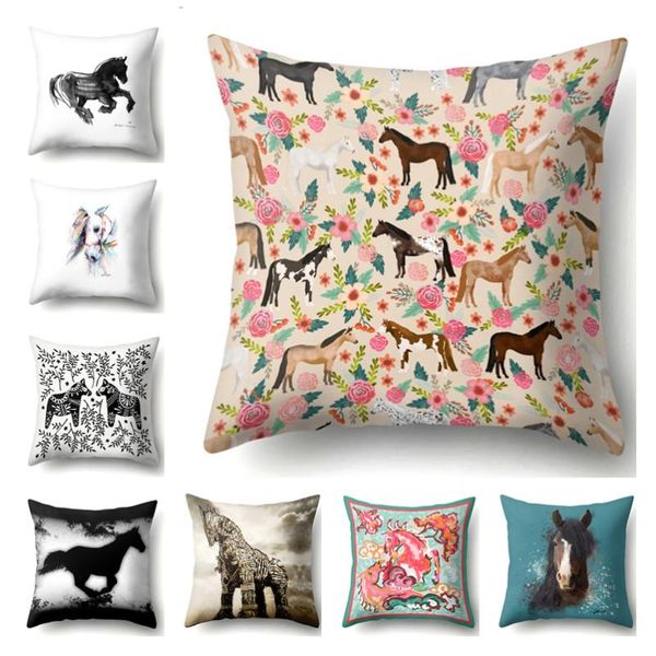Almofada/travesseiro decorativo Nórdico Caso de cavalo decoração Capa de almofada de animais para travesseiro de sofá capas 45x45cm