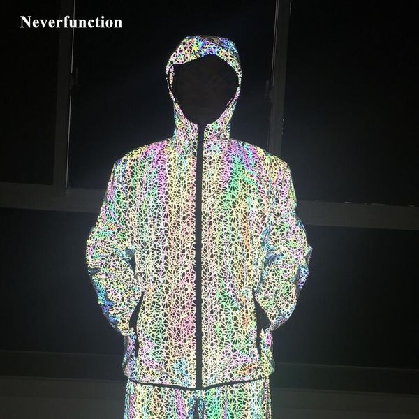 

hoodies men streetwear night colorful full hip hop hooded jacket harajuku man windbreaker casual jackets outwear, Black