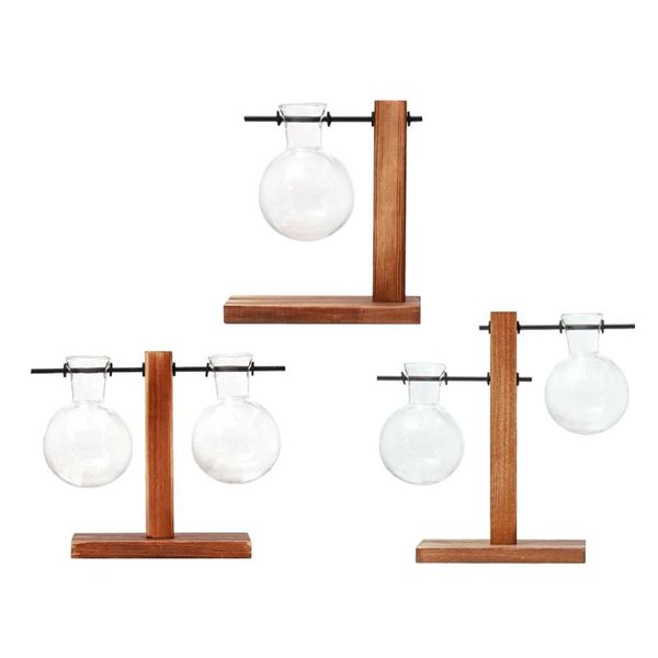 

glass terrarium planter bulb vase archaistic wooden propagation station stand metal swivel holder for air plants vases