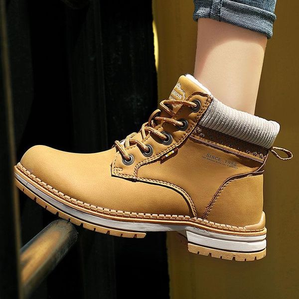 

boots women's winter plus velvet snow round toe nude outdoor non-slip warm lace-up fashion motorcycle, Black