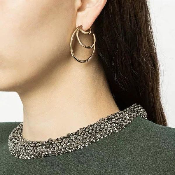 

women's hoop earrings 2021 metal fashion gold heart circle tassel trendy jewelry party & huggie, Golden;silver