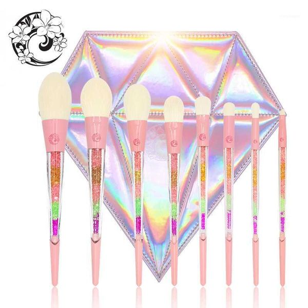 

brand 8pcs colorful diamond handle rainbow makeup brushes make up brush set brochas maquillaje pinceaux maquillage zs1