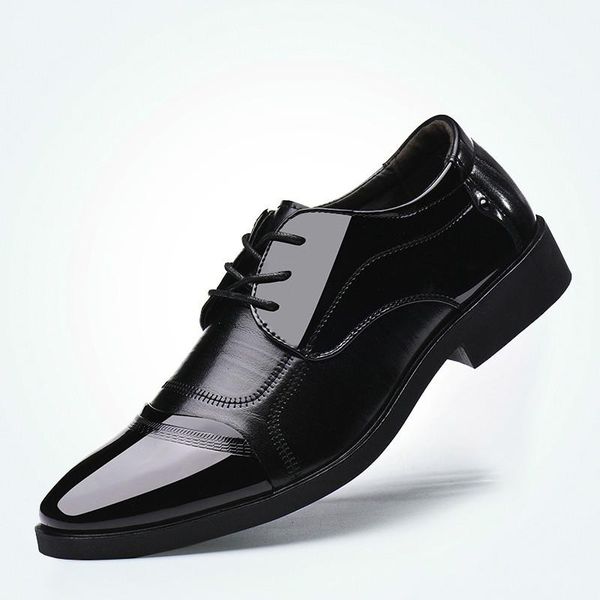 

dress shoes hidden increase heel men leather fashion lace up men's shoe black brown pointed toe wedding formal