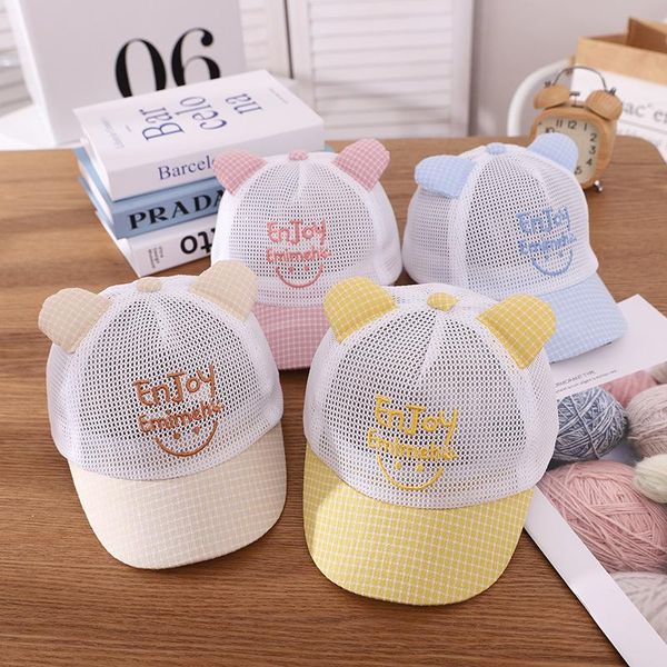 

caps & hats 2021 baby hat summer thin cute net cap female baseball infant boy sunscreen, Yellow