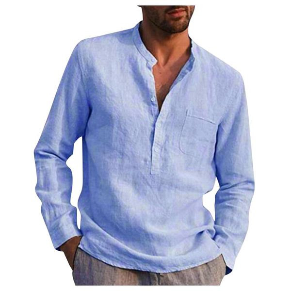 

men's casual shirts summer slim basic solid color pocket full sleeve streetwear buttons single breasted stand collar shirt, White;black