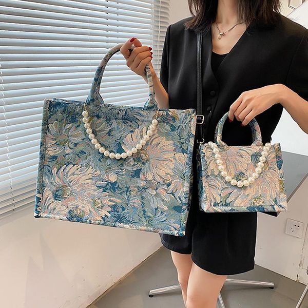 

evening bags oil painting pattern brand crossbody shoulder bag for women pu leather handbags and purses lady small design beading totes
