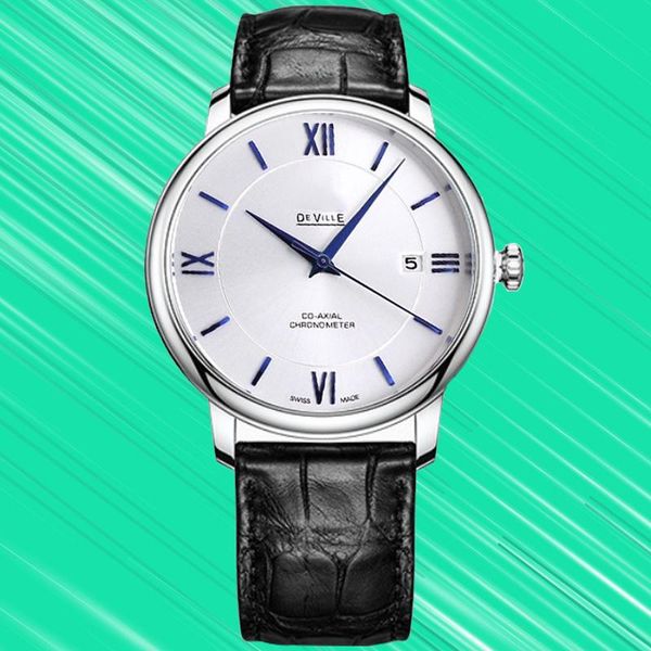

wristwatches automatic watch men's mechanical series leather strap luxury fashion waterproof stainless steel limited edition, Slivery;brown