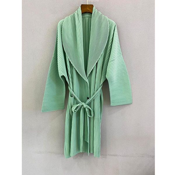 

women's trench coats changpleat autumn and winter miyak pleated women coat 2021 solid loose large size single-breasted female long, Tan;black