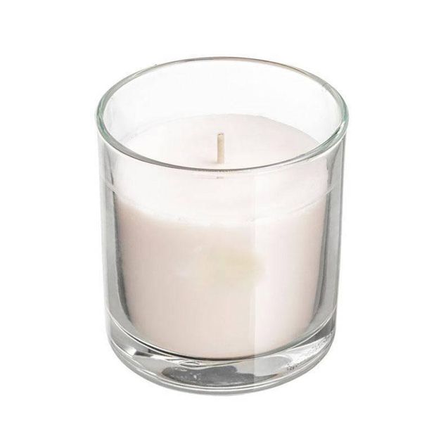 

unscented candle glass white red colour home decoration accessories wax design office decor candles