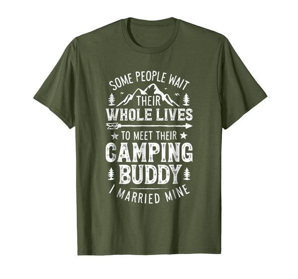 

camping buddy married mine t shirt men husband wife camper, White;black
