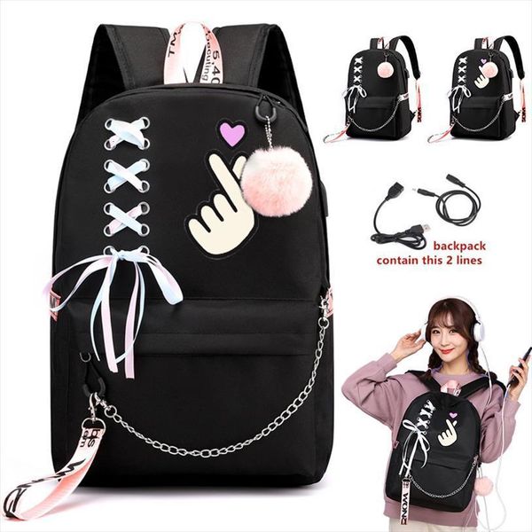 

cute than heart backpack school bags laptravel for girls teenage notebook nylon mochila pusheen women bag