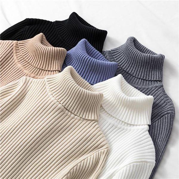 

women autumn winter casual korean turtleneck knitted pullover fashion basic solid slim high elsticity sweaters s69 women's, White;black