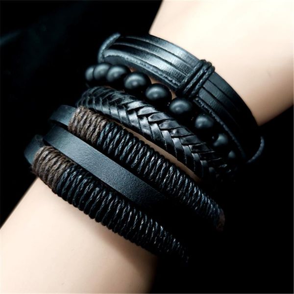 

tennis 4pcs/set music black beads feather star beacelets leather bracelets set men women homme fashion jewelry accessories, Golden;silver