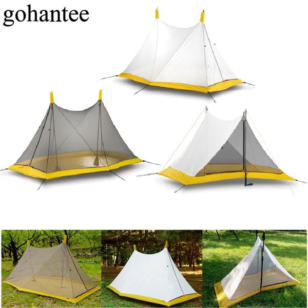 

ultralight camping tent 1-2 person outdoor 40d nylon silicon coated rodless pyramid summer breathable 3-4 season inner tents and shelters