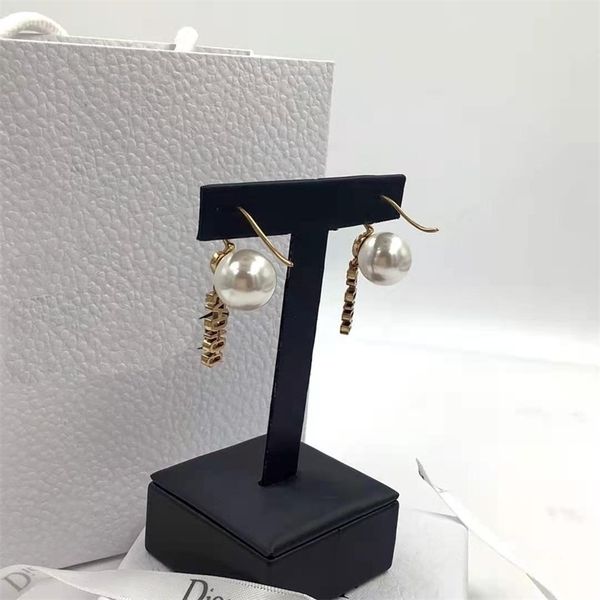 

aaa designer jewelry heart letter pearl earrings 2021 brass earrings female 925 silver needles xfqw, Golden