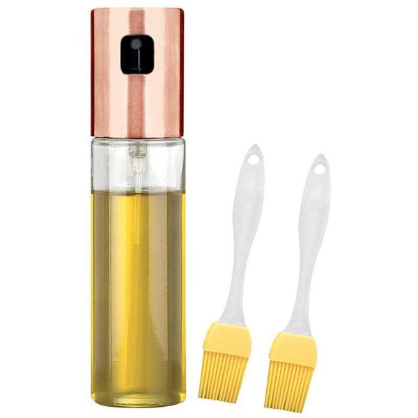 

storage bottles & jars glass bottle of olive oil in stainless steel with 2 x bbq / vinegar soy sauce brooms (rose gold + clear white ye