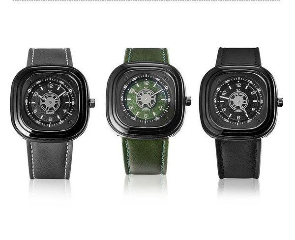 

wristwatches 100pcs/lot men sports watch v6 leather strap sport watches analog students, Slivery;brown