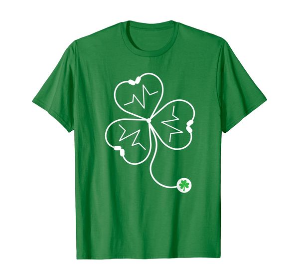 

shamrock nurse t shirt stethoscopes heartbeat st patrick day, White;black