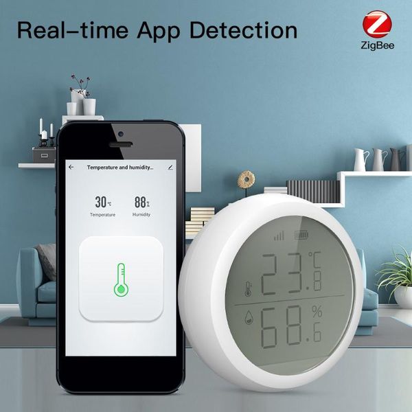 

smart home control tuya temperature humidity sensor app remote zigbee wireless detector with lcd display