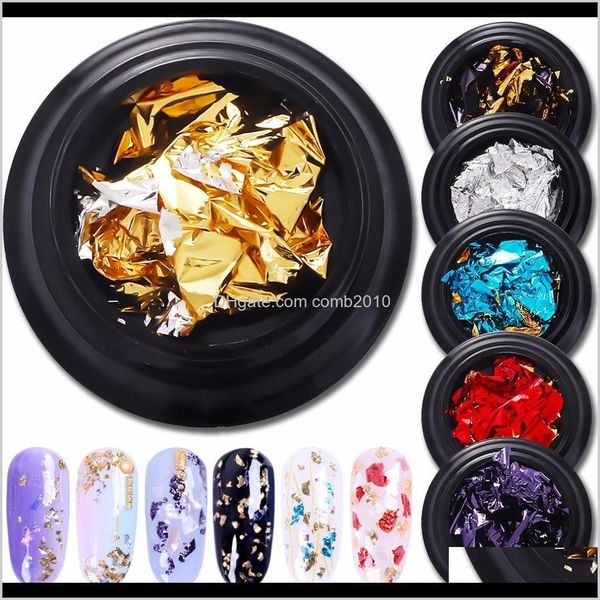 8 Farben Gold Silber Glitter Nagelaufkleber Red Flake Chip Folie Papier Nail Art Dekoration Paillette Pailletten Maniküre Aufkleber Werkzeuge Hduln Hrfu5