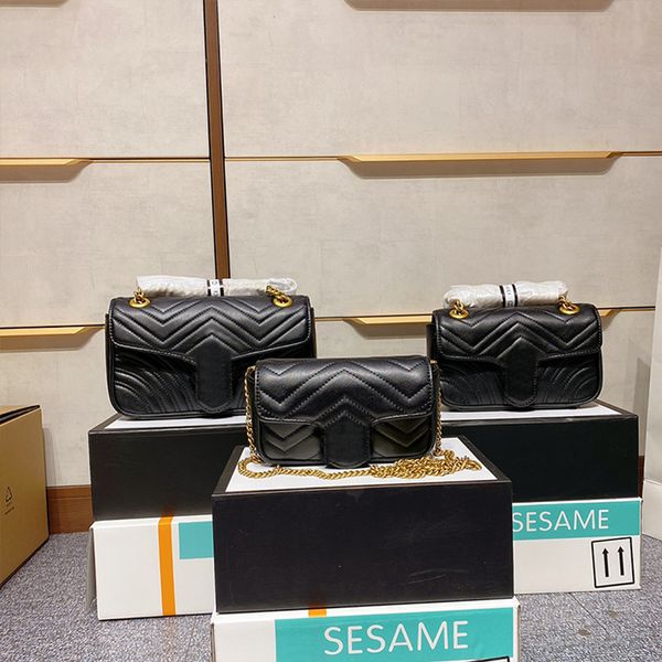 

double g metal leather chain shoulder messenger bag ladies luxury designer handbags 2021 wholesale size large 27 medium 22 small 18cm