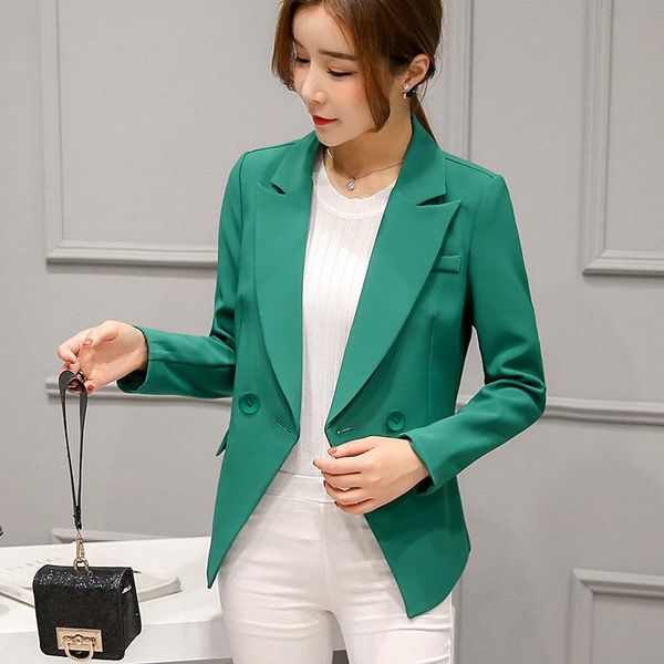 

women's suits & blazers 2021 spring autumn women slim fit blazer jackets notched office work outfits solid color coats p2839, White;black