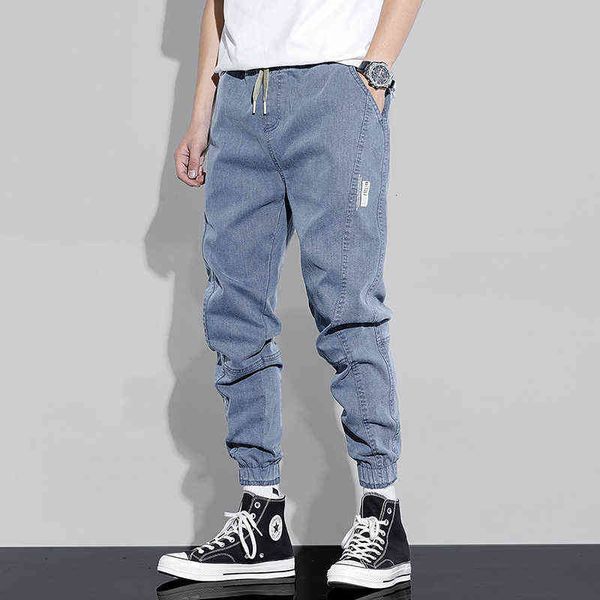 

men's jeans men's 2021 spring jeans men's loose korean work cloth leisure fashion brand legged harlan pants, Blue